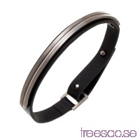  
                            Edblad Armband Line Leather Bracelet Black/Steel 18-19,5 cm                          QRLg7Ork3H