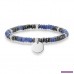 Thomas Sabo, Love Bridge Elastiskt Armband med Svart/vit/blå stenblandning och gravyrcirkel i 925 Sterling Silver 15,5 cm SCjYs7PDxa