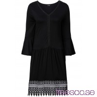 Nytt Must-have: boho-klänning med applikation 90 cm, Kort svart RXGSVarfZ1