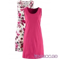 Nytt Trikåklänning (2-pack) 90 cm, Kort 
		            		                kiselbeige, mönstrad + bärröd
		            		         JDm8atI5Gl